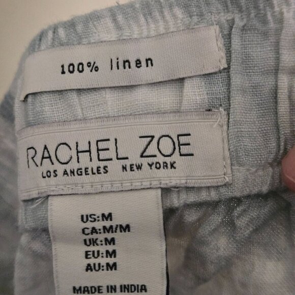 Rachel Zoe NWT100% Linen Cream Green Tie Dye Pull On Lagonlook Pants Size M - Picture 5 of 5